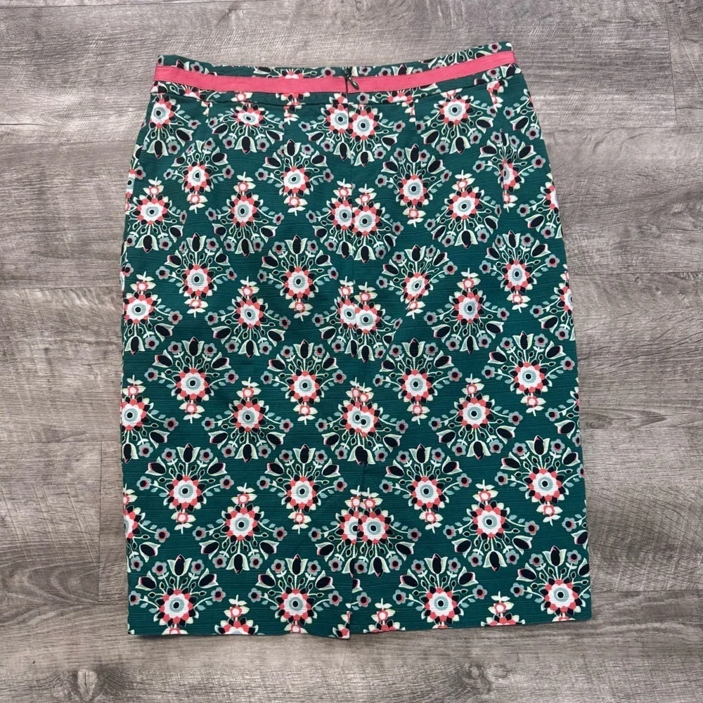 Boden Green Floral Pencil Skirt Lined Womens Petites Sz. 6P